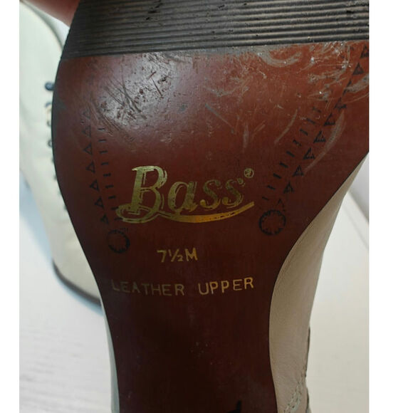 Vintage Bass cream leather lace up boots sz 7.5 - Picture 7 of 9